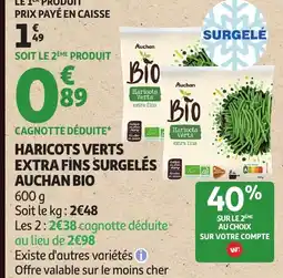 Auchan AUCHAN BIO Haricots verts extra fins surgelés offre