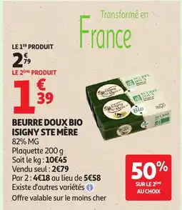 Auchan ISIGNY STE MÈRE Beurre doux bio offre