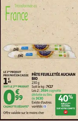 Auchan AUCHAN BIO Pâte feuilletée offre