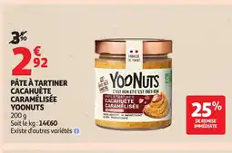 Auchan YOONUTS Pâte à tartiner cacahuete caramélisée offre