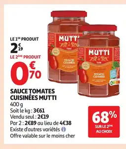 Auchan MUTTI Sauce tomates cuisinées offre