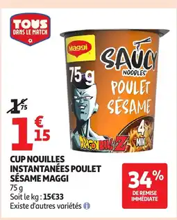 Auchan AGGI Cup nouilles instantanées poulet sésame offre