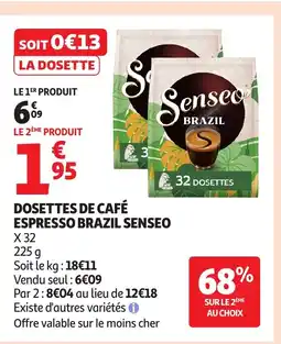 Auchan SENSEO Dosettes de café espresso brazil offre