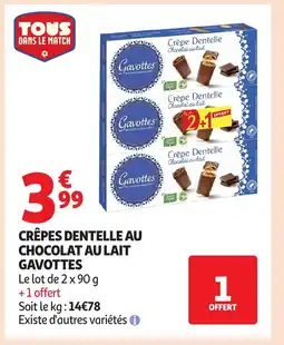 Auchan GAVOTTES Crêpes dentelle au chocolat au lait offre