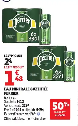 Auchan PERRIER Eau minérale gazéifiée offre