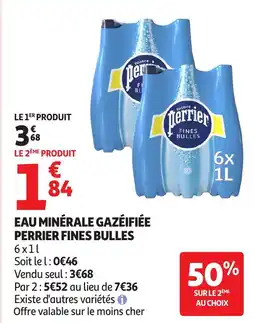Auchan Eau minérale gazéifiée perrier fines bulles offre
