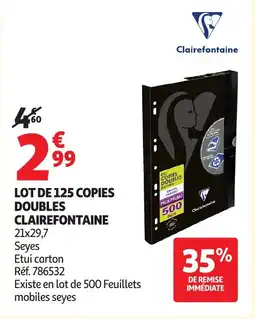 Auchan CLAIREFONTAINE Lot de 125 copies doubles offre