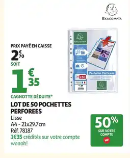 Auchan Lot de 50 pochettes perforees offre