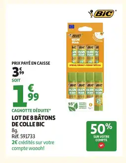 Auchan BIC Lot de 8 bâtons de colle offre