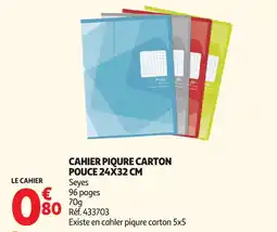 Auchan Cahier piqure carton pouce offre