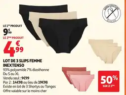 Auchan INEXTENSO Lot de 3 slips femme offre