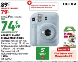 Auchan Appareil photo instax mini 12 bleu offre