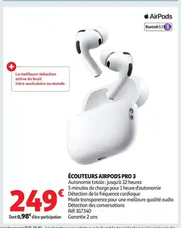 Auchan Écouteurs airpods pro 3 offre