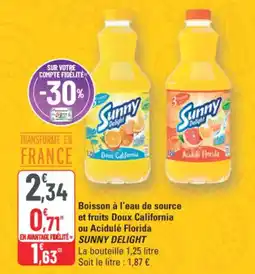 G20 Sunny Delight Boisson à l'eau de source et fruits Doux California ou Acidulé Florida offre