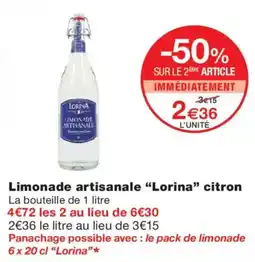 Monoprix Lorina Limonade artisanale citron offre