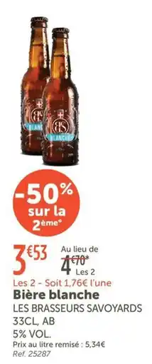 L'Eau Vive Les Brasseurs Savoyards Bière blanche offre