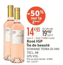 L'Eau Vive Domaine Terra Di Vini Rosé IGP Île de beauté offre