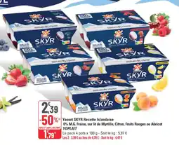 G20 Yoplait Yaourt skyr recette islandaise 0% m.g. fraise, sur lit de myrtille, citron, fruits rouges ou abricot offre