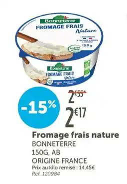 L'Eau Vive Bonneterre Fromage frais nature offre