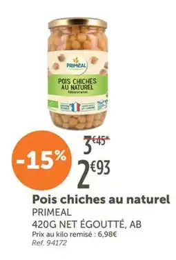 L'Eau Vive Primeal Pois chiches au naturel offre