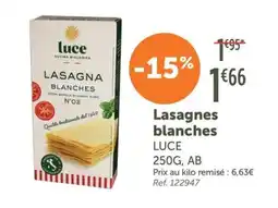 L'Eau Vive Luce Lasagnes blanches offre