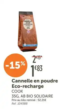 L'Eau Vive Cook Cannelle en poudre Eco-recharge offre