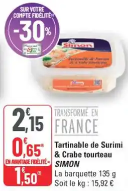 G20 Simon Tartinable de Surimi & Crabe tourteau offre