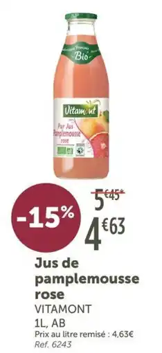 L'Eau Vive Vitamont Jus de pamplemousse rose offre