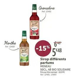 L'Eau Vive Meneau Sirop différents parfums offre