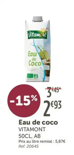 L'Eau Vive Vitamont Eau de coco offre