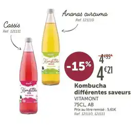 L'Eau Vive Vitamont Kombucha différentes saveurs offre