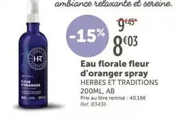 L'Eau Vive Herbes Et Traditions Eau florale fleur d'oranger spray offre