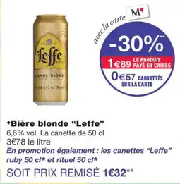 Monoprix Leffe Bière blonde offre