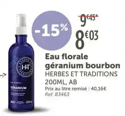 L'Eau Vive Herbes Et traditions Eau florale géranium bourbon offre