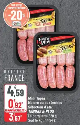G20 Tendre & Plus Mini Tapas Nature ou aux herbes Sélection d'été offre