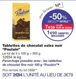 Monoprix Poulain Tablettes de chocolat extra noir offre