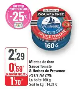 G20 Petit Navire Miettes de thon Sauce Tomate & Herbes de Provence offre
