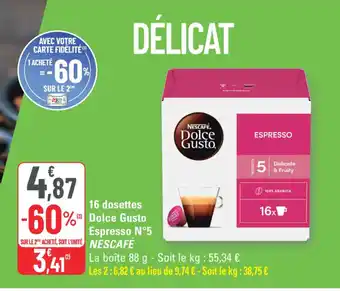 Nescafé 16 dosettes Dolce Gusto Espresso N°5
