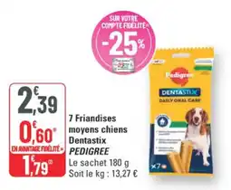 G20 Pedigree 7 Friandises moyens chiens Dentastix offre