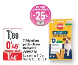 G20 Pedigree 7 Friandises petits chiens Dentastix offre