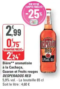 G20 Desperados Red Bière aromatisée à la Cachaça, Guaran et Fruits rouges offre