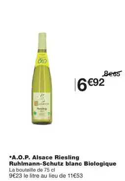 Monoprix A.O.P. Alsace Riesling Ruhlmann-Schutz blanc Biologique offre