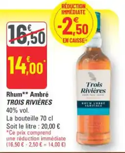 G20 Trois Rivières Rhum Ambré offre