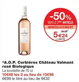 Monoprix A.O.P. Corbières Château Valmont rosé Biologique offre