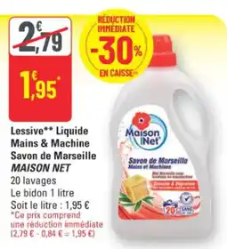 G20 Maison Net Lessive Liquide Mains & Machine Savon de Marseille offre