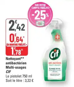 G20 Cif Nettoyant antibactérien Multi-usages offre