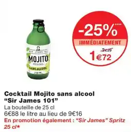 Monoprix Sir James 101 Cocktail Mojito sans alcool offre