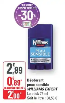 G20 Williams Expert Déodorant peau sensible offre