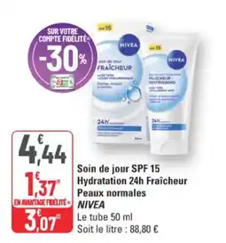 G20 Nivea Soin de jour SPF 15 Hydratation 24h Fraîcheur Peaux normales offre