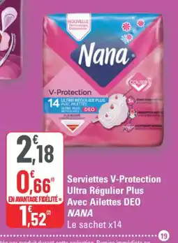 G20 Nana Serviettes V-Protection Ultra Régulier Plus Avec Ailettes Deo offre